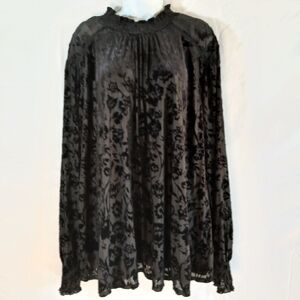 Knox Rose top black burnout floral velvet 4X dark romantic whimsy fairy grunge